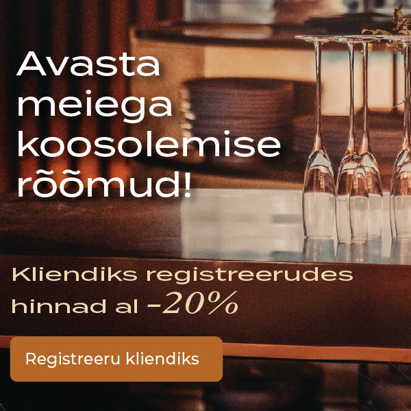 Baariletil, tühjad tagurpidi pokaalid. Tekst kutsub kliendiks registreeruma ja saab allahindlust alates -20%